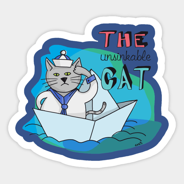 Sam, the unsinkable Cat Sticker by schlag.art